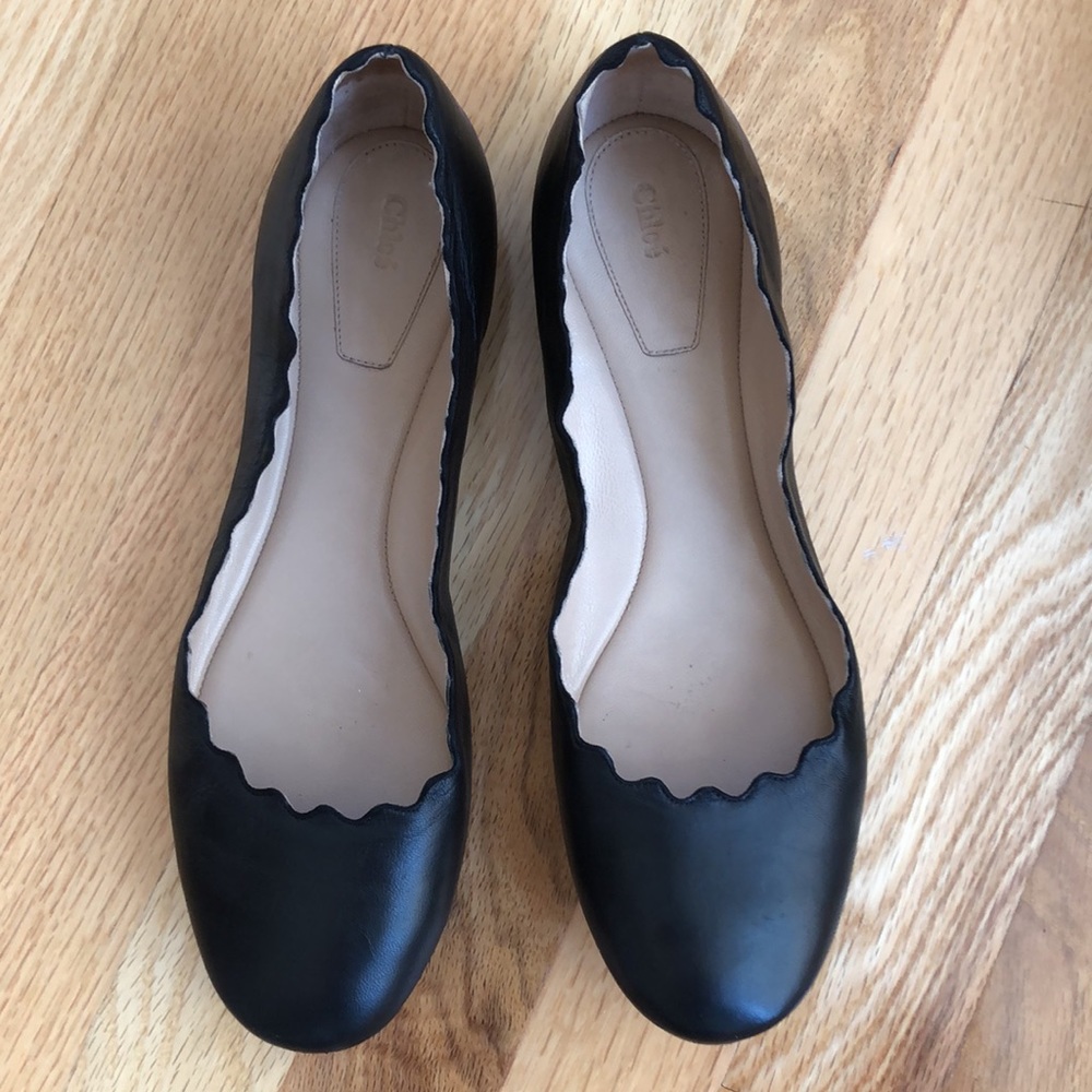 Chloe black leather flats